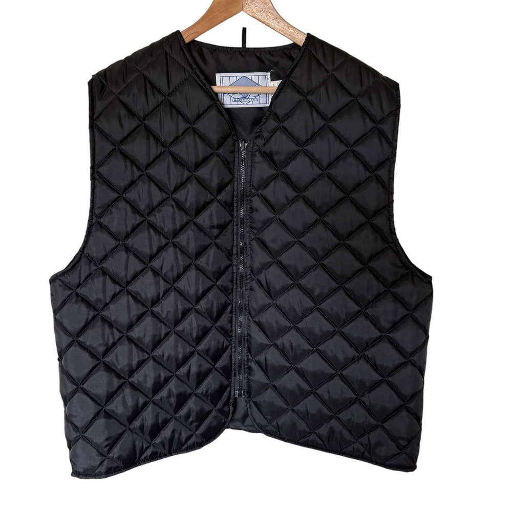 Alpine Quilted Vest Women XL Black Excellent Vintage Made in USA Zip Utility